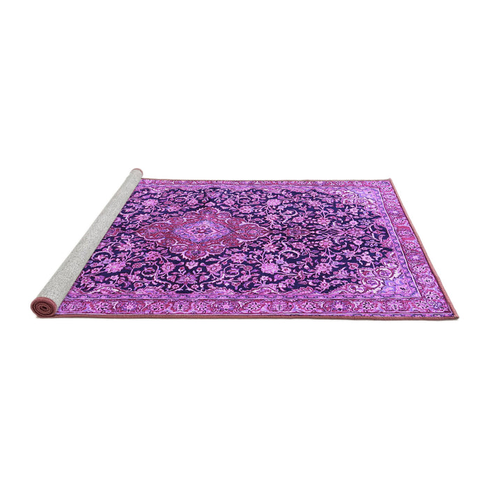 Sideview of Machine Washable Medallion Purple Traditional Area Rugs, wshtr4460pur