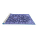 Sideview of Machine Washable Medallion Blue Traditional Rug, wshtr4460blu