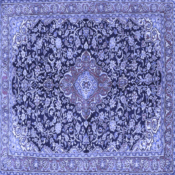 Square Machine Washable Medallion Blue Traditional Rug, wshtr4460blu