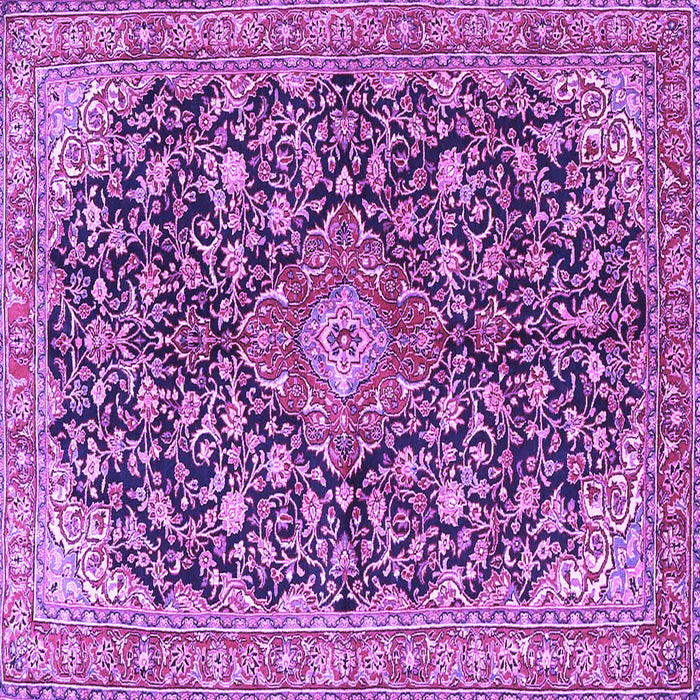 Square Machine Washable Medallion Purple Traditional Area Rugs, wshtr4460pur