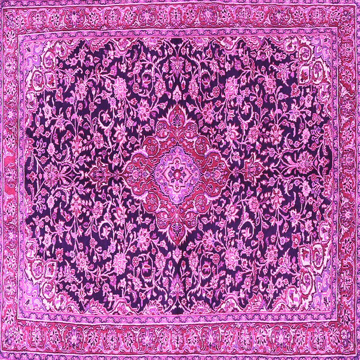 Square Machine Washable Medallion Pink Traditional Rug, wshtr4460pnk