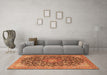 Machine Washable Medallion Orange Traditional Area Rugs in a Living Room, wshtr4460org