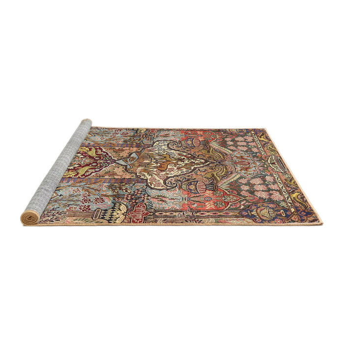 Sideview of Machine Washable Traditional Sienna Brown Rug, wshtr4461