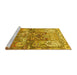 Sideview of Machine Washable Persian Yellow Traditional Rug, wshtr4461yw