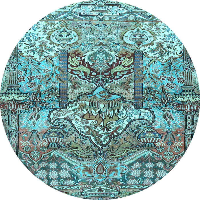 Round Persian Light Blue Traditional Rug, tr4461lblu