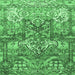 Square Machine Washable Persian Emerald Green Traditional Area Rugs, wshtr4461emgrn