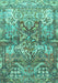 Machine Washable Persian Turquoise Traditional Area Rugs, wshtr4461turq