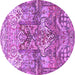 Round Persian Purple Traditional Rug, tr4461pur