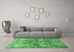 Machine Washable Persian Emerald Green Traditional Area Rugs in a Living Room,, wshtr4461emgrn