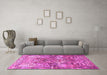 Machine Washable Persian Pink Traditional Rug in a Living Room, wshtr4461pnk