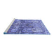 Sideview of Machine Washable Persian Blue Traditional Rug, wshtr4461blu