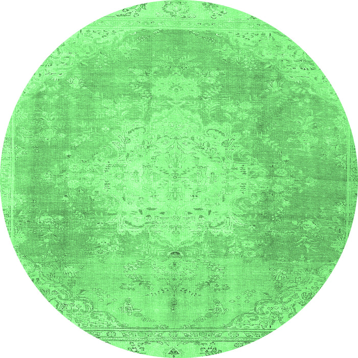 Round Persian Emerald Green Traditional Rug, tr4462emgrn