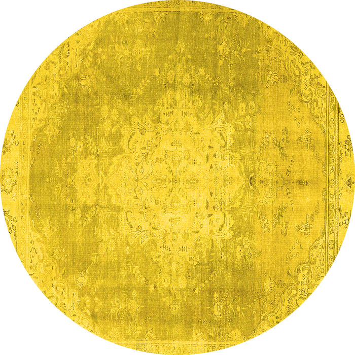 Round Persian Yellow Traditional Rug, tr4462yw