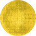 Round Persian Yellow Traditional Rug, tr4462yw