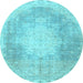 Round Persian Light Blue Traditional Rug, tr4462lblu
