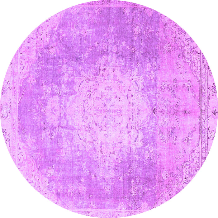 Round Persian Purple Traditional Rug, tr4462pur