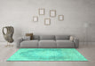 Machine Washable Persian Turquoise Traditional Area Rugs in a Living Room,, wshtr4462turq