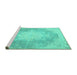 Sideview of Machine Washable Persian Turquoise Traditional Area Rugs, wshtr4462turq