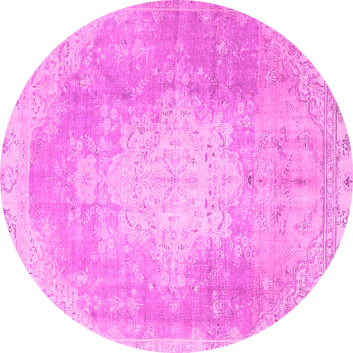 Round Machine Washable Persian Pink Traditional Rug, wshtr4462pnk