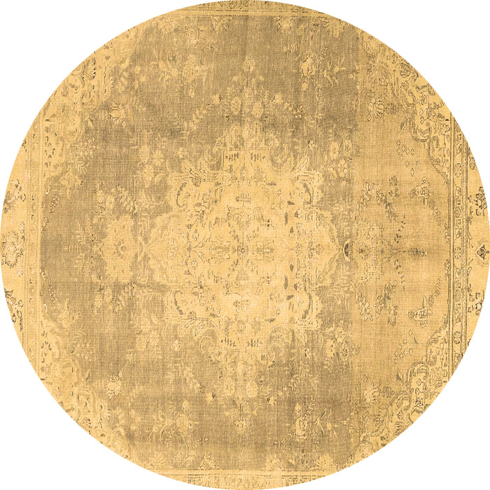 Round Persian Brown Traditional Rug, tr4462brn