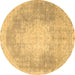 Round Persian Brown Traditional Rug, tr4462brn