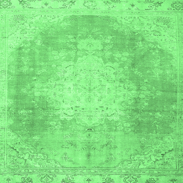 Square Machine Washable Persian Emerald Green Traditional Area Rugs, wshtr4462emgrn
