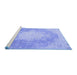 Sideview of Machine Washable Persian Blue Traditional Rug, wshtr4462blu