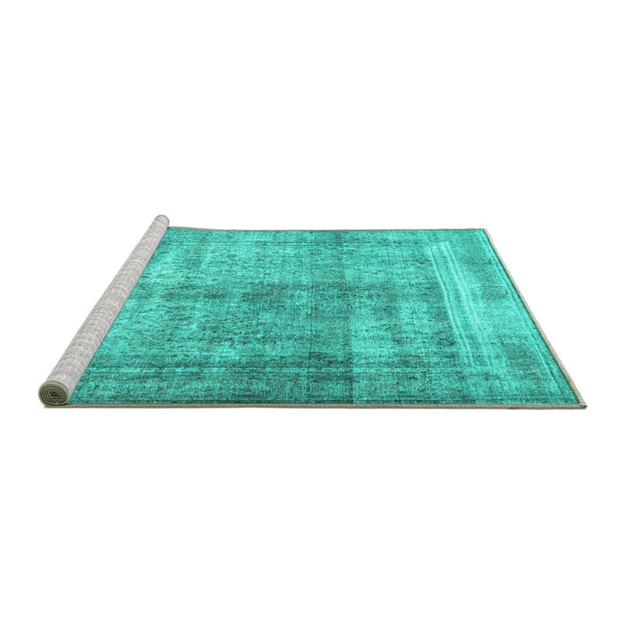 Sideview of Machine Washable Persian Turquoise Traditional Area Rugs, wshtr4463turq