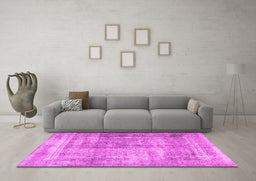 Machine Washable Persian Pink Traditional Rug in a Living Room, wshtr4463pnk