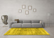 Machine Washable Persian Yellow Traditional Rug in a Living Room, wshtr4463yw