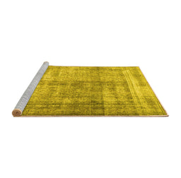 Sideview of Machine Washable Persian Yellow Traditional Rug, wshtr4463yw
