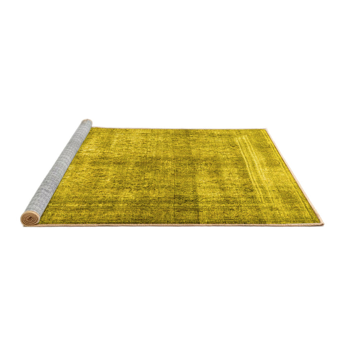 Sideview of Machine Washable Persian Yellow Traditional Rug, wshtr4463yw