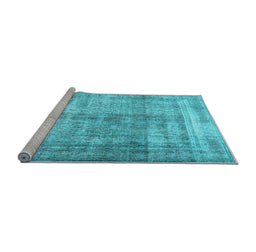 Sideview of Machine Washable Persian Light Blue Traditional Rug, wshtr4463lblu