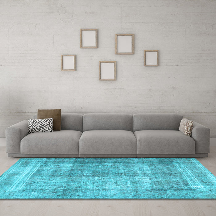 Machine Washable Persian Light Blue Traditional Rug in a Living Room, wshtr4463lblu