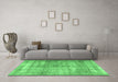 Machine Washable Persian Emerald Green Traditional Area Rugs in a Living Room,, wshtr4463emgrn