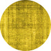 Round Persian Yellow Traditional Rug, tr4463yw