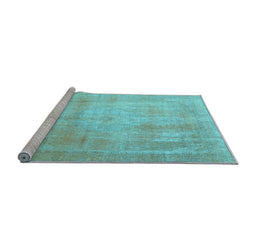 Sideview of Machine Washable Persian Light Blue Traditional Rug, wshtr4464lblu