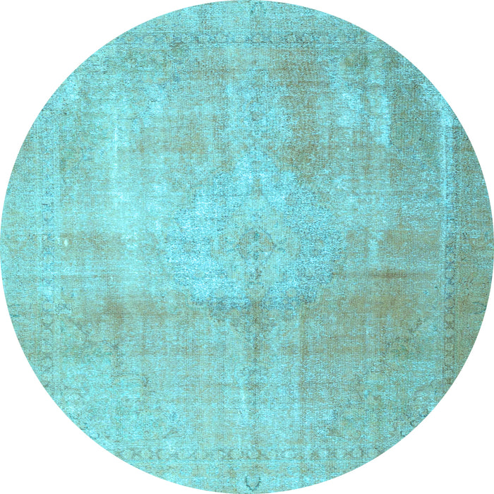 Round Machine Washable Persian Light Blue Traditional Rug, wshtr4464lblu