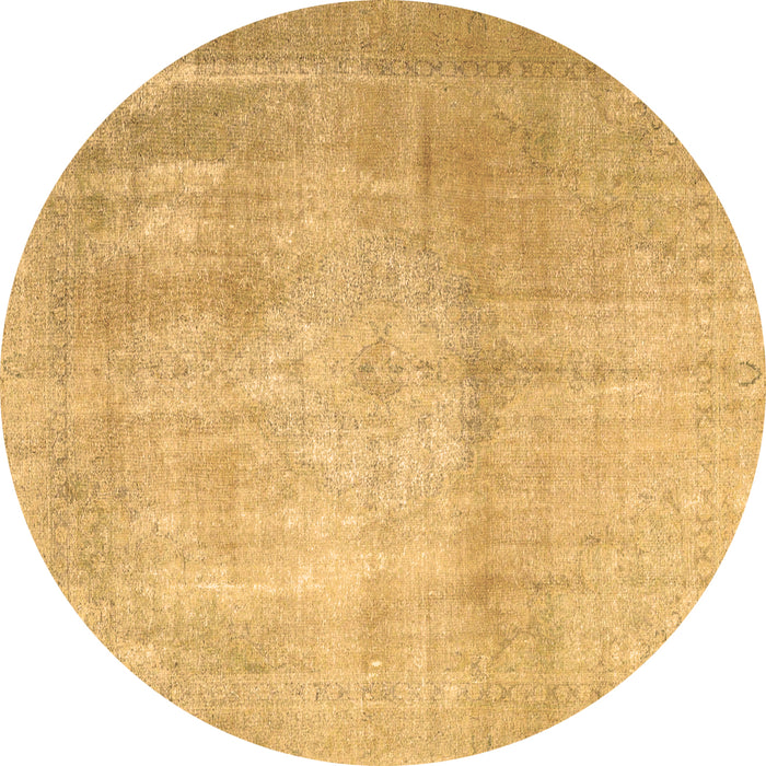 Round Persian Brown Traditional Rug, tr4464brn