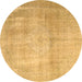 Round Persian Brown Traditional Rug, tr4464brn