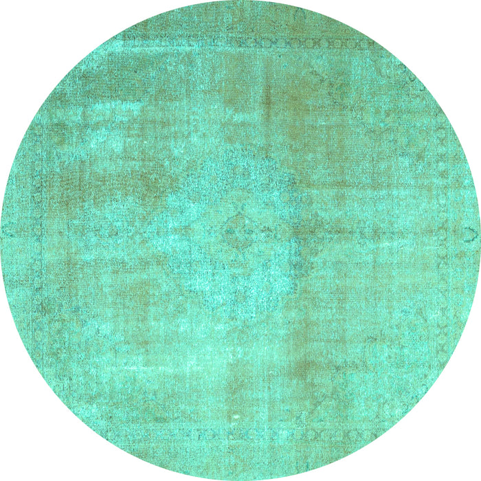 Round Persian Turquoise Traditional Rug, tr4464turq