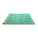 Sideview of Machine Washable Persian Turquoise Traditional Area Rugs, wshtr4464turq