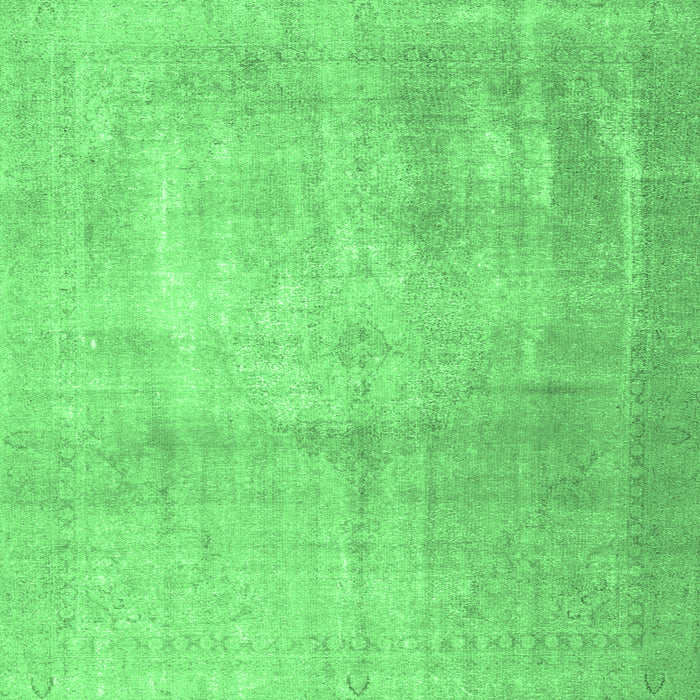 Square Machine Washable Persian Emerald Green Traditional Area Rugs, wshtr4464emgrn
