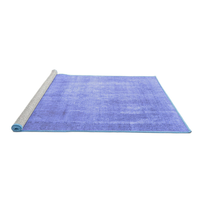 Sideview of Machine Washable Persian Blue Traditional Rug, wshtr4464blu