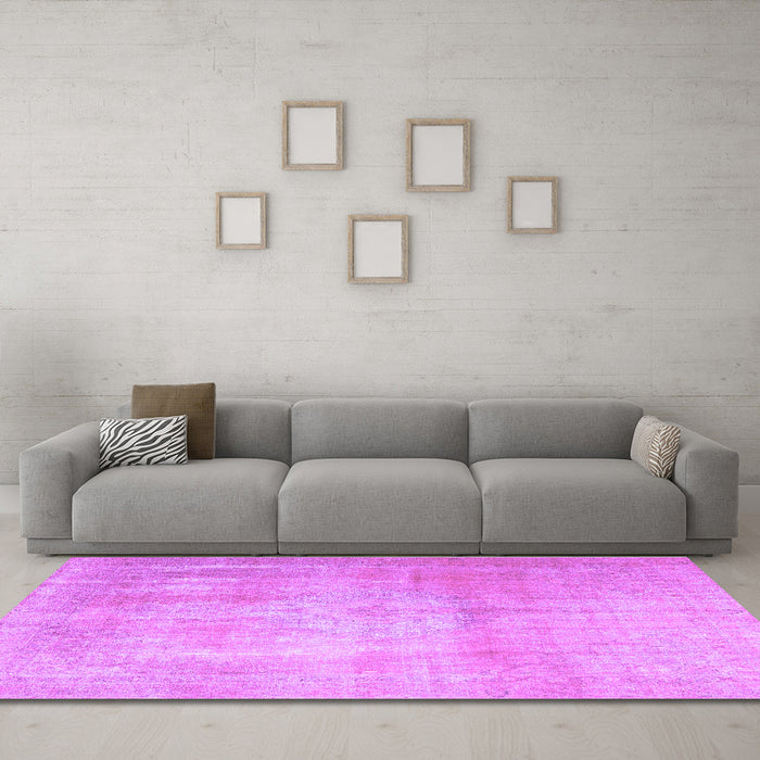 Machine Washable Persian Purple Traditional Area Rugs in a Living Room, wshtr4464pur