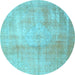 Round Persian Light Blue Traditional Rug, tr4464lblu