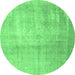 Round Persian Emerald Green Traditional Rug, tr4464emgrn
