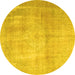 Round Persian Yellow Traditional Rug, tr4464yw