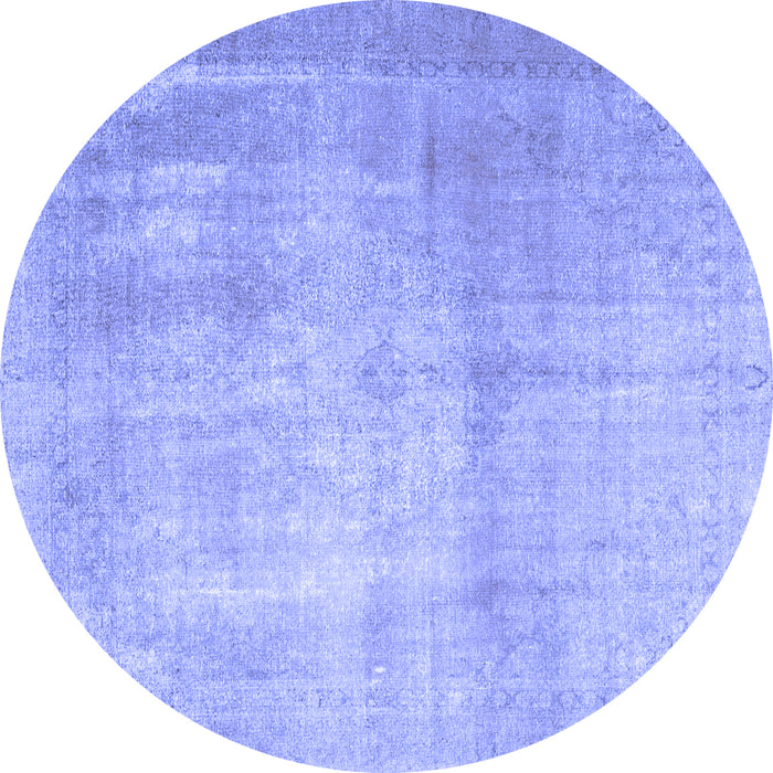 Round Machine Washable Persian Blue Traditional Rug, wshtr4464blu