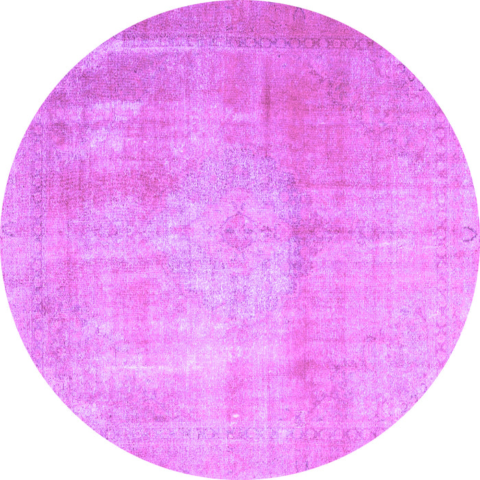 Round Machine Washable Persian Purple Traditional Area Rugs, wshtr4464pur